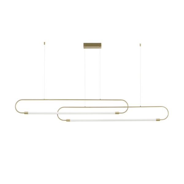 kelvo® GLOW 61665 Μοντέρνο Κρεμαστό Φωτιστικό Οροφής LED 28W 2800lm 360° AC 220-240V IP20 Ρυθμιζόμενο Λευκό CCT με Χειριστήριο από 2700K έως 6000K Dimmable – Lumileds SMD Chip – Χρυσό Πλατίνα & Λευκό Νήμα – Μ160 x Π3 x Υ25cm – 3 Χρόνια Εγγύηση