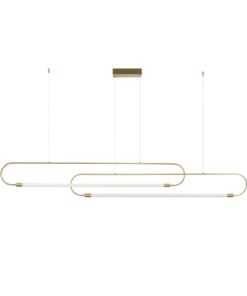 kelvo® GLOW 61665 Μοντέρνο Κρεμαστό Φωτιστικό Οροφής LED 28W 2800lm 360° AC 220-240V IP20 Ρυθμιζόμενο Λευκό CCT με Χειριστήριο από 2700K έως 6000K Dimmable – Lumileds SMD Chip – Χρυσό Πλατίνα & Λευκό Νήμα – Μ160 x Π3 x Υ25cm – 3 Χρόνια Εγγύηση