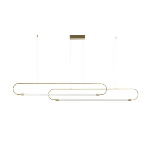 kelvo® GLOW 61665 Μοντέρνο Κρεμαστό Φωτιστικό Οροφής LED 28W 2800lm 360° AC 220-240V IP20 Ρυθμιζόμενο Λευκό CCT με Χειριστήριο από 2700K έως 6000K Dimmable – Lumileds SMD Chip – Χρυσό Πλατίνα & Λευκό Νήμα – Μ160 x Π3 x Υ25cm – 3 Χρόνια Εγγύηση