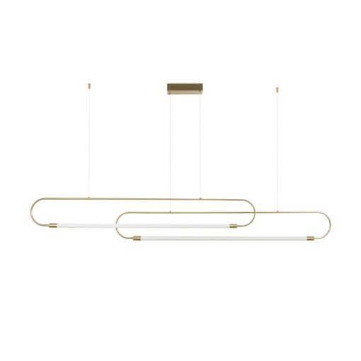 kelvo® GLOW 61665 Μοντέρνο Κρεμαστό Φωτιστικό Οροφής LED 28W 2800lm 360° AC 220-240V IP20 Ρυθμιζόμενο Λευκό CCT με Χειριστήριο από 2700K έως 6000K Dimmable – Lumileds SMD Chip – Χρυσό Πλατίνα & Λευκό Νήμα – Μ160 x Π3 x Υ25cm – 3 Χρόνια Εγγύηση