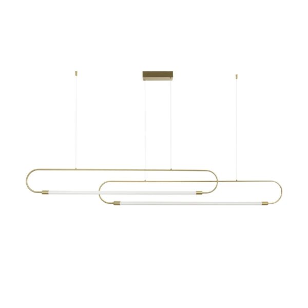 kelvo® GLOW 61665 Μοντέρνο Κρεμαστό Φωτιστικό Οροφής LED 28W 2800lm 360° AC 220-240V IP20 Ρυθμιζόμενο Λευκό CCT με Χειριστήριο από 2700K έως 6000K Dimmable – Lumileds SMD Chip – Χρυσό Πλατίνα & Λευκό Νήμα – Μ160 x Π3 x Υ25cm – 3 Χρόνια Εγγύηση