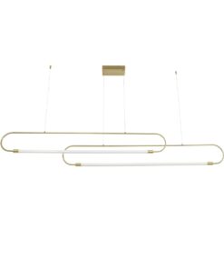 kelvo® GLOW 61665 Μοντέρνο Κρεμαστό Φωτιστικό Οροφής LED 28W 2800lm 360° AC 220-240V IP20 Ρυθμιζόμενο Λευκό CCT με Χειριστήριο από 2700K έως 6000K Dimmable – Lumileds SMD Chip – Χρυσό Πλατίνα & Λευκό Νήμα – Μ160 x Π3 x Υ25cm – 3 Χρόνια Εγγύηση