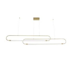 kelvo® GLOW 61665 Μοντέρνο Κρεμαστό Φωτιστικό Οροφής LED 28W 2800lm 360° AC 220-240V IP20 Ρυθμιζόμενο Λευκό CCT με Χειριστήριο από 2700K έως 6000K Dimmable – Lumileds SMD Chip – Χρυσό Πλατίνα & Λευκό Νήμα – Μ160 x Π3 x Υ25cm – 3 Χρόνια Εγγύηση