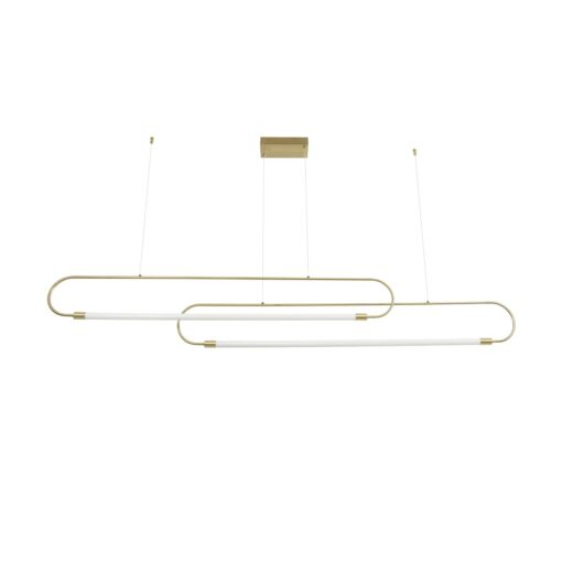 kelvo® GLOW 61665 Μοντέρνο Κρεμαστό Φωτιστικό Οροφής LED 28W 2800lm 360° AC 220-240V IP20 Ρυθμιζόμενο Λευκό CCT με Χειριστήριο από 2700K έως 6000K Dimmable – Lumileds SMD Chip – Χρυσό Πλατίνα & Λευκό Νήμα – Μ160 x Π3 x Υ25cm – 3 Χρόνια Εγγύηση
