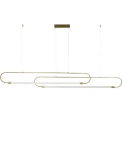 kelvo® GLOW 61665 Μοντέρνο Κρεμαστό Φωτιστικό Οροφής LED 28W 2800lm 360° AC 220-240V IP20 Ρυθμιζόμενο Λευκό CCT με Χειριστήριο από 2700K έως 6000K Dimmable – Lumileds SMD Chip – Χρυσό Πλατίνα & Λευκό Νήμα – Μ160 x Π3 x Υ25cm – 3 Χρόνια Εγγύηση