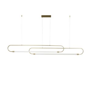kelvo® GLOW 61665 Μοντέρνο Κρεμαστό Φωτιστικό Οροφής LED 28W 2800lm 360° AC 220-240V IP20 Ρυθμιζόμενο Λευκό CCT με Χειριστήριο από 2700K έως 6000K Dimmable – Lumileds SMD Chip – Χρυσό Πλατίνα & Λευκό Νήμα – Μ160 x Π3 x Υ25cm – 3 Χρόνια Εγγύηση