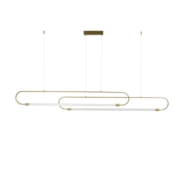 kelvo® GLOW 61665 Μοντέρνο Κρεμαστό Φωτιστικό Οροφής LED 28W 2800lm 360° AC 220-240V IP20 Ρυθμιζόμενο Λευκό CCT με Χειριστήριο από 2700K έως 6000K Dimmable – Lumileds SMD Chip – Χρυσό Πλατίνα & Λευκό Νήμα – Μ160 x Π3 x Υ25cm – 3 Χρόνια Εγγύηση