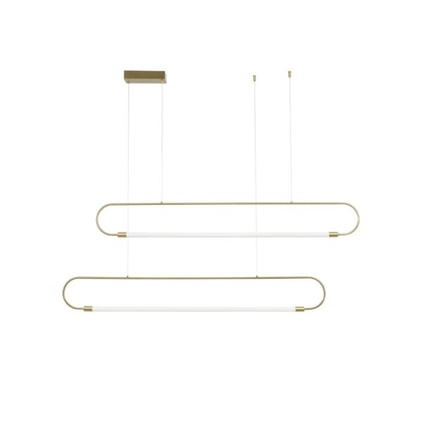 kelvo® GLOW 61665 Μοντέρνο Κρεμαστό Φωτιστικό Οροφής LED 28W 2800lm 360° AC 220-240V IP20 Ρυθμιζόμενο Λευκό CCT με Χειριστήριο από 2700K έως 6000K Dimmable – Lumileds SMD Chip – Χρυσό Πλατίνα & Λευκό Νήμα – Μ160 x Π3 x Υ25cm – 3 Χρόνια Εγγύηση