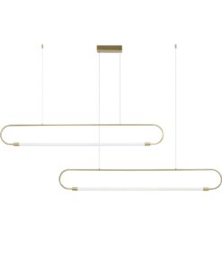 kelvo® GLOW 61665 Μοντέρνο Κρεμαστό Φωτιστικό Οροφής LED 28W 2800lm 360° AC 220-240V IP20 Ρυθμιζόμενο Λευκό CCT με Χειριστήριο από 2700K έως 6000K Dimmable – Lumileds SMD Chip – Χρυσό Πλατίνα & Λευκό Νήμα – Μ160 x Π3 x Υ25cm – 3 Χρόνια Εγγύηση