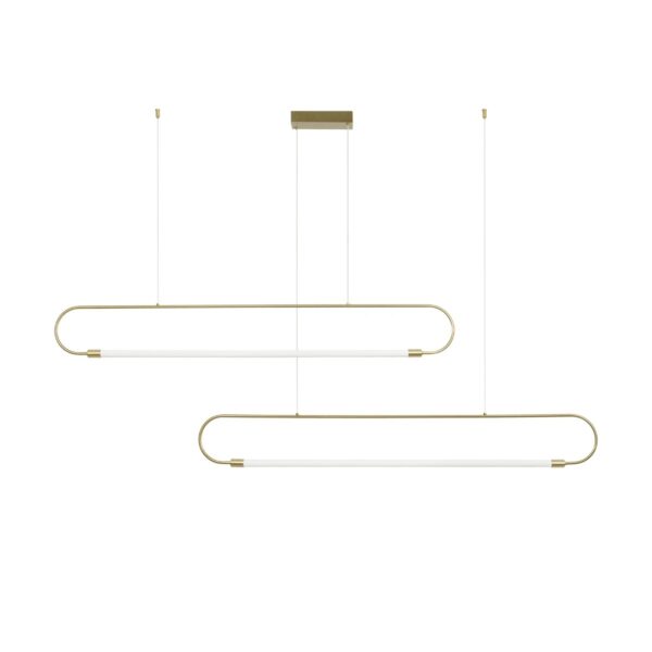 kelvo® GLOW 61665 Μοντέρνο Κρεμαστό Φωτιστικό Οροφής LED 28W 2800lm 360° AC 220-240V IP20 Ρυθμιζόμενο Λευκό CCT με Χειριστήριο από 2700K έως 6000K Dimmable – Lumileds SMD Chip – Χρυσό Πλατίνα & Λευκό Νήμα – Μ160 x Π3 x Υ25cm – 3 Χρόνια Εγγύηση