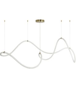 kelvo® GLOW 61668 Μοντέρνο Κρεμαστό Φωτιστικό Οροφής LED 65W 6500lm 360° AC 220-240V IP20 Ρυθμιζόμενο Λευκό CCT με Χειριστήριο από 2700K έως 6000K Dimmable – Lumileds SMD Chip – Χρυσό Πλατίνα & Λευκό Νήμα – Μ150 x Π150 x Υ80cm – 3 Χρόνια Εγγύηση