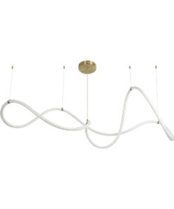 kelvo® GLOW 61668 Μοντέρνο Κρεμαστό Φωτιστικό Οροφής LED 65W 6500lm 360° AC 220-240V IP20 Ρυθμιζόμενο Λευκό CCT με Χειριστήριο από 2700K έως 6000K Dimmable – Lumileds SMD Chip – Χρυσό Πλατίνα & Λευκό Νήμα – Μ150 x Π150 x Υ80cm – 3 Χρόνια Εγγύηση