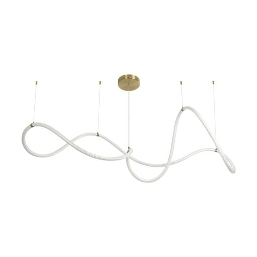 kelvo® GLOW 61668 Μοντέρνο Κρεμαστό Φωτιστικό Οροφής LED 65W 6500lm 360° AC 220-240V IP20 Ρυθμιζόμενο Λευκό CCT με Χειριστήριο από 2700K έως 6000K Dimmable – Lumileds SMD Chip – Χρυσό Πλατίνα & Λευκό Νήμα – Μ150 x Π150 x Υ80cm – 3 Χρόνια Εγγύηση