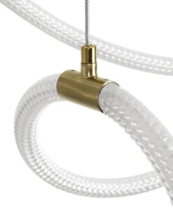 kelvo® GLOW 61668 Μοντέρνο Κρεμαστό Φωτιστικό Οροφής LED 65W 6500lm 360° AC 220-240V IP20 Ρυθμιζόμενο Λευκό CCT με Χειριστήριο από 2700K έως 6000K Dimmable – Lumileds SMD Chip – Χρυσό Πλατίνα & Λευκό Νήμα – Μ150 x Π150 x Υ80cm – 3 Χρόνια Εγγύηση