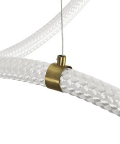 kelvo® GLOW 61668 Μοντέρνο Κρεμαστό Φωτιστικό Οροφής LED 65W 6500lm 360° AC 220-240V IP20 Ρυθμιζόμενο Λευκό CCT με Χειριστήριο από 2700K έως 6000K Dimmable – Lumileds SMD Chip – Χρυσό Πλατίνα & Λευκό Νήμα – Μ150 x Π150 x Υ80cm – 3 Χρόνια Εγγύηση