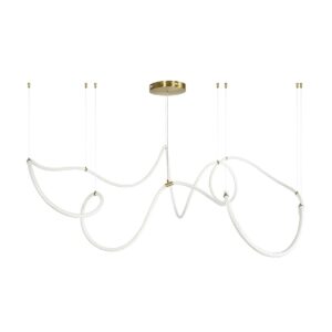 kelvo® GLOW 61669 Μοντέρνο Κρεμαστό Φωτιστικό Οροφής LED 105W 10500lm 360° AC 220-240V IP20 Ρυθμιζόμενο Λευκό CCT με Χειριστήριο από 2700K έως 6000K Dimmable – Lumileds SMD Chip – Χρυσό Πλατίνα & Λευκό Νήμα – Μ300 x Π300 x Υ120cm – 3 Χρόνια Εγγύηση