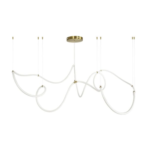 kelvo® GLOW 61669 Μοντέρνο Κρεμαστό Φωτιστικό Οροφής LED 105W 10500lm 360° AC 220-240V IP20 Ρυθμιζόμενο Λευκό CCT με Χειριστήριο από 2700K έως 6000K Dimmable – Lumileds SMD Chip – Χρυσό Πλατίνα & Λευκό Νήμα – Μ300 x Π300 x Υ120cm – 3 Χρόνια Εγγύηση