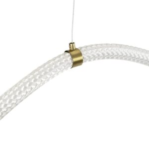 kelvo® GLOW 61669 Μοντέρνο Κρεμαστό Φωτιστικό Οροφής LED 105W 10500lm 360° AC 220-240V IP20 Ρυθμιζόμενο Λευκό CCT με Χειριστήριο από 2700K έως 6000K Dimmable – Lumileds SMD Chip – Χρυσό Πλατίνα & Λευκό Νήμα – Μ300 x Π300 x Υ120cm – 3 Χρόνια Εγγύηση