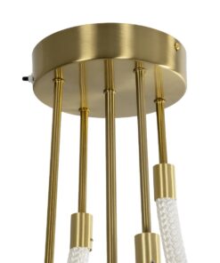 kelvo® GLOW 61670 Μοντέρνο Φωτιστικό Οροφής LED 40W 4000lm 360° AC 220-240V IP20 Ρυθμιζόμενο Λευκό CCT με Χειριστήριο από 2700K έως 6000K Dimmable – Lumileds SMD Chip – Χρυσό Πλατίνα & Λευκό Νήμα – Μ50 x Π50 x Υ70cm – 3 Χρόνια Εγγύηση