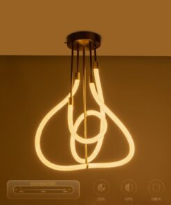 kelvo® GLOW 61670 Μοντέρνο Φωτιστικό Οροφής LED 40W 4000lm 360° AC 220-240V IP20 Ρυθμιζόμενο Λευκό CCT με Χειριστήριο από 2700K έως 6000K Dimmable – Lumileds SMD Chip – Χρυσό Πλατίνα & Λευκό Νήμα – Μ50 x Π50 x Υ70cm – 3 Χρόνια Εγγύηση