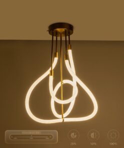 kelvo® GLOW 61670 Μοντέρνο Φωτιστικό Οροφής LED 40W 4000lm 360° AC 220-240V IP20 Ρυθμιζόμενο Λευκό CCT με Χειριστήριο από 2700K έως 6000K Dimmable – Lumileds SMD Chip – Χρυσό Πλατίνα & Λευκό Νήμα – Μ50 x Π50 x Υ70cm – 3 Χρόνια Εγγύηση