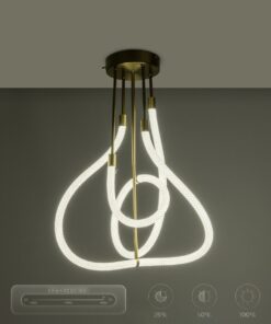 kelvo® GLOW 61670 Μοντέρνο Φωτιστικό Οροφής LED 40W 4000lm 360° AC 220-240V IP20 Ρυθμιζόμενο Λευκό CCT με Χειριστήριο από 2700K έως 6000K Dimmable – Lumileds SMD Chip – Χρυσό Πλατίνα & Λευκό Νήμα – Μ50 x Π50 x Υ70cm – 3 Χρόνια Εγγύηση