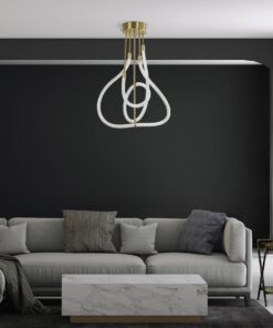 kelvo® GLOW 61670 Μοντέρνο Φωτιστικό Οροφής LED 40W 4000lm 360° AC 220-240V IP20 Ρυθμιζόμενο Λευκό CCT με Χειριστήριο από 2700K έως 6000K Dimmable – Lumileds SMD Chip – Χρυσό Πλατίνα & Λευκό Νήμα – Μ50 x Π50 x Υ70cm – 3 Χρόνια Εγγύηση