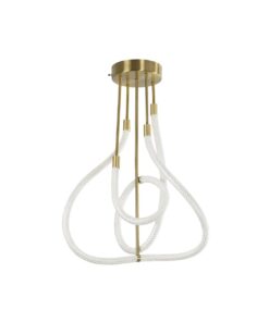 kelvo® GLOW 61670 Μοντέρνο Φωτιστικό Οροφής LED 40W 4000lm 360° AC 220-240V IP20 Ρυθμιζόμενο Λευκό CCT με Χειριστήριο από 2700K έως 6000K Dimmable – Lumileds SMD Chip – Χρυσό Πλατίνα & Λευκό Νήμα – Μ50 x Π50 x Υ70cm – 3 Χρόνια Εγγύηση