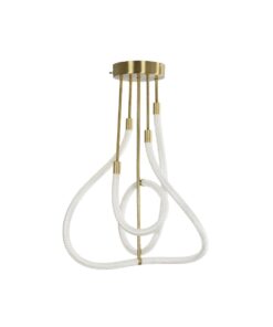 kelvo® GLOW 61670 Μοντέρνο Φωτιστικό Οροφής LED 40W 4000lm 360° AC 220-240V IP20 Ρυθμιζόμενο Λευκό CCT με Χειριστήριο από 2700K έως 6000K Dimmable – Lumileds SMD Chip – Χρυσό Πλατίνα & Λευκό Νήμα – Μ50 x Π50 x Υ70cm – 3 Χρόνια Εγγύηση