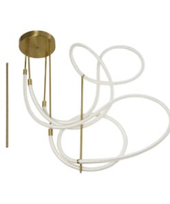 kelvo® GLOW 61671 Μοντέρνο Φωτιστικό Οροφής LED 85W 8500lm 360° AC 220-240V IP20 Ρυθμιζόμενο Λευκό CCT με Χειριστήριο από 2700K έως 6000K Dimmable – Lumileds SMD Chip – Χρυσό Πλατίνα & Λευκό Νήμα – Μ100 x Π100 x Υ140cm – 3 Χρόνια Εγγύηση