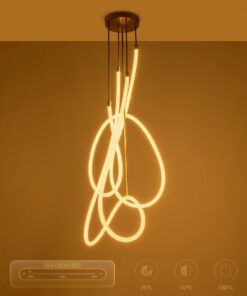 kelvo® GLOW 61671 Μοντέρνο Φωτιστικό Οροφής LED 85W 8500lm 360° AC 220-240V IP20 Ρυθμιζόμενο Λευκό CCT με Χειριστήριο από 2700K έως 6000K Dimmable – Lumileds SMD Chip – Χρυσό Πλατίνα & Λευκό Νήμα – Μ100 x Π100 x Υ140cm – 3 Χρόνια Εγγύηση