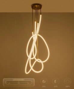 kelvo® GLOW 61671 Μοντέρνο Φωτιστικό Οροφής LED 85W 8500lm 360° AC 220-240V IP20 Ρυθμιζόμενο Λευκό CCT με Χειριστήριο από 2700K έως 6000K Dimmable – Lumileds SMD Chip – Χρυσό Πλατίνα & Λευκό Νήμα – Μ100 x Π100 x Υ140cm – 3 Χρόνια Εγγύηση