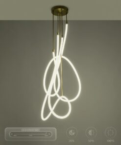 kelvo® GLOW 61671 Μοντέρνο Φωτιστικό Οροφής LED 85W 8500lm 360° AC 220-240V IP20 Ρυθμιζόμενο Λευκό CCT με Χειριστήριο από 2700K έως 6000K Dimmable – Lumileds SMD Chip – Χρυσό Πλατίνα & Λευκό Νήμα – Μ100 x Π100 x Υ140cm – 3 Χρόνια Εγγύηση