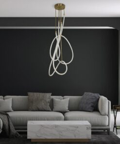 kelvo® GLOW 61671 Μοντέρνο Φωτιστικό Οροφής LED 85W 8500lm 360° AC 220-240V IP20 Ρυθμιζόμενο Λευκό CCT με Χειριστήριο από 2700K έως 6000K Dimmable – Lumileds SMD Chip – Χρυσό Πλατίνα & Λευκό Νήμα – Μ100 x Π100 x Υ140cm – 3 Χρόνια Εγγύηση