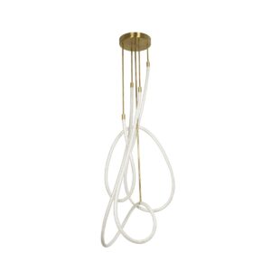 kelvo® GLOW 61671 Μοντέρνο Φωτιστικό Οροφής LED 85W 8500lm 360° AC 220-240V IP20 Ρυθμιζόμενο Λευκό CCT με Χειριστήριο από 2700K έως 6000K Dimmable – Lumileds SMD Chip – Χρυσό Πλατίνα & Λευκό Νήμα – Μ100 x Π100 x Υ140cm – 3 Χρόνια Εγγύηση