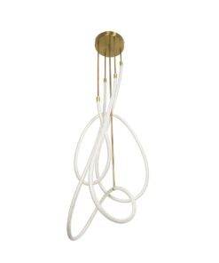 kelvo® GLOW 61671 Μοντέρνο Φωτιστικό Οροφής LED 85W 8500lm 360° AC 220-240V IP20 Ρυθμιζόμενο Λευκό CCT με Χειριστήριο από 2700K έως 6000K Dimmable – Lumileds SMD Chip – Χρυσό Πλατίνα & Λευκό Νήμα – Μ100 x Π100 x Υ140cm – 3 Χρόνια Εγγύηση