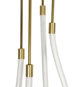 kelvo® GLOW 61672 Μοντέρνο Κρεμαστό Φωτιστικό Οροφής LED 42W 4200lm 360° AC 220-240V IP20 Ρυθμιζόμενο Λευκό CCT με Χειριστήριο από 2700K έως 6000K Dimmable – Lumileds SMD Chip – Χρυσό Πλατίνα & Λευκό Νήμα – Μ50 x Π50 x Υ70cm – 3 Χρόνια Εγγύηση