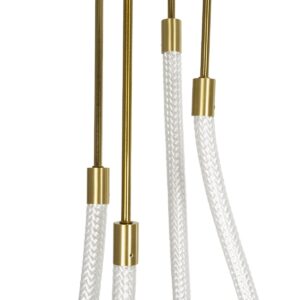 kelvo® GLOW 61672 Μοντέρνο Κρεμαστό Φωτιστικό Οροφής LED 42W 4200lm 360° AC 220-240V IP20 Ρυθμιζόμενο Λευκό CCT με Χειριστήριο από 2700K έως 6000K Dimmable – Lumileds SMD Chip – Χρυσό Πλατίνα & Λευκό Νήμα – Μ50 x Π50 x Υ70cm – 3 Χρόνια Εγγύηση