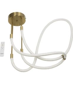 kelvo® GLOW 61672 Μοντέρνο Κρεμαστό Φωτιστικό Οροφής LED 42W 4200lm 360° AC 220-240V IP20 Ρυθμιζόμενο Λευκό CCT με Χειριστήριο από 2700K έως 6000K Dimmable – Lumileds SMD Chip – Χρυσό Πλατίνα & Λευκό Νήμα – Μ50 x Π50 x Υ70cm – 3 Χρόνια Εγγύηση