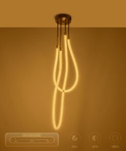 kelvo® GLOW 61672 Μοντέρνο Κρεμαστό Φωτιστικό Οροφής LED 42W 4200lm 360° AC 220-240V IP20 Ρυθμιζόμενο Λευκό CCT με Χειριστήριο από 2700K έως 6000K Dimmable – Lumileds SMD Chip – Χρυσό Πλατίνα & Λευκό Νήμα – Μ50 x Π50 x Υ70cm – 3 Χρόνια Εγγύηση