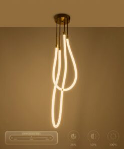 kelvo® GLOW 61672 Μοντέρνο Κρεμαστό Φωτιστικό Οροφής LED 42W 4200lm 360° AC 220-240V IP20 Ρυθμιζόμενο Λευκό CCT με Χειριστήριο από 2700K έως 6000K Dimmable – Lumileds SMD Chip – Χρυσό Πλατίνα & Λευκό Νήμα – Μ50 x Π50 x Υ70cm – 3 Χρόνια Εγγύηση