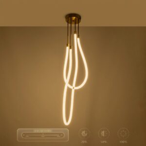 kelvo® GLOW 61672 Μοντέρνο Κρεμαστό Φωτιστικό Οροφής LED 42W 4200lm 360° AC 220-240V IP20 Ρυθμιζόμενο Λευκό CCT με Χειριστήριο από 2700K έως 6000K Dimmable – Lumileds SMD Chip – Χρυσό Πλατίνα & Λευκό Νήμα – Μ50 x Π50 x Υ70cm – 3 Χρόνια Εγγύηση