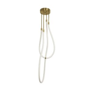 kelvo® GLOW 61672 Μοντέρνο Κρεμαστό Φωτιστικό Οροφής LED 42W 4200lm 360° AC 220-240V IP20 Ρυθμιζόμενο Λευκό CCT με Χειριστήριο από 2700K έως 6000K Dimmable – Lumileds SMD Chip – Χρυσό Πλατίνα & Λευκό Νήμα – Μ50 x Π50 x Υ70cm – 3 Χρόνια Εγγύηση