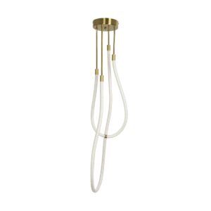 kelvo® GLOW 61672 Μοντέρνο Κρεμαστό Φωτιστικό Οροφής LED 42W 4200lm 360° AC 220-240V IP20 Ρυθμιζόμενο Λευκό CCT με Χειριστήριο από 2700K έως 6000K Dimmable – Lumileds SMD Chip – Χρυσό Πλατίνα & Λευκό Νήμα – Μ50 x Π50 x Υ70cm – 3 Χρόνια Εγγύηση
