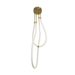 kelvo® GLOW 61672 Μοντέρνο Κρεμαστό Φωτιστικό Οροφής LED 42W 4200lm 360° AC 220-240V IP20 Ρυθμιζόμενο Λευκό CCT με Χειριστήριο από 2700K έως 6000K Dimmable – Lumileds SMD Chip – Χρυσό Πλατίνα & Λευκό Νήμα – Μ50 x Π50 x Υ70cm – 3 Χρόνια Εγγύηση