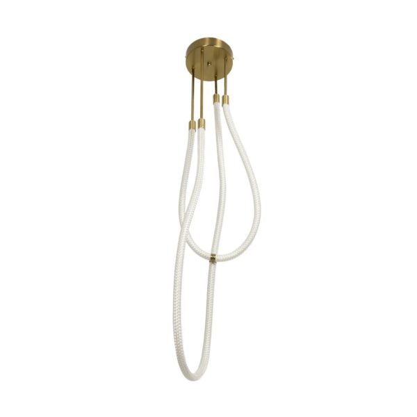 kelvo® GLOW 61672 Μοντέρνο Κρεμαστό Φωτιστικό Οροφής LED 42W 4200lm 360° AC 220-240V IP20 Ρυθμιζόμενο Λευκό CCT με Χειριστήριο από 2700K έως 6000K Dimmable – Lumileds SMD Chip – Χρυσό Πλατίνα & Λευκό Νήμα – Μ50 x Π50 x Υ70cm – 3 Χρόνια Εγγύηση