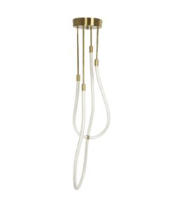 kelvo® GLOW 61672 Μοντέρνο Κρεμαστό Φωτιστικό Οροφής LED 42W 4200lm 360° AC 220-240V IP20 Ρυθμιζόμενο Λευκό CCT με Χειριστήριο από 2700K έως 6000K Dimmable – Lumileds SMD Chip – Χρυσό Πλατίνα & Λευκό Νήμα – Μ50 x Π50 x Υ70cm – 3 Χρόνια Εγγύηση