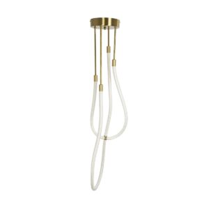 kelvo® GLOW 61672 Μοντέρνο Κρεμαστό Φωτιστικό Οροφής LED 42W 4200lm 360° AC 220-240V IP20 Ρυθμιζόμενο Λευκό CCT με Χειριστήριο από 2700K έως 6000K Dimmable – Lumileds SMD Chip – Χρυσό Πλατίνα & Λευκό Νήμα – Μ50 x Π50 x Υ70cm – 3 Χρόνια Εγγύηση