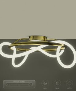 kelvo® GLOW 61673 Μοντέρνο Φωτιστικό Οροφής LED 34W 3400lm 360° AC 220-240V IP20 Ρυθμιζόμενο Λευκό CCT με Χειριστήριο από 2700K έως 6000K Dimmable – Lumileds SMD Chip – Χρυσό Πλατίνα & Λευκό Νήμα – Μ60 x Π60 x Υ30cm – 3 Χρόνια Εγγύηση