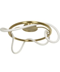 kelvo® GLOW 61673 Μοντέρνο Φωτιστικό Οροφής LED 34W 3400lm 360° AC 220-240V IP20 Ρυθμιζόμενο Λευκό CCT με Χειριστήριο από 2700K έως 6000K Dimmable – Lumileds SMD Chip – Χρυσό Πλατίνα & Λευκό Νήμα – Μ60 x Π60 x Υ30cm – 3 Χρόνια Εγγύηση